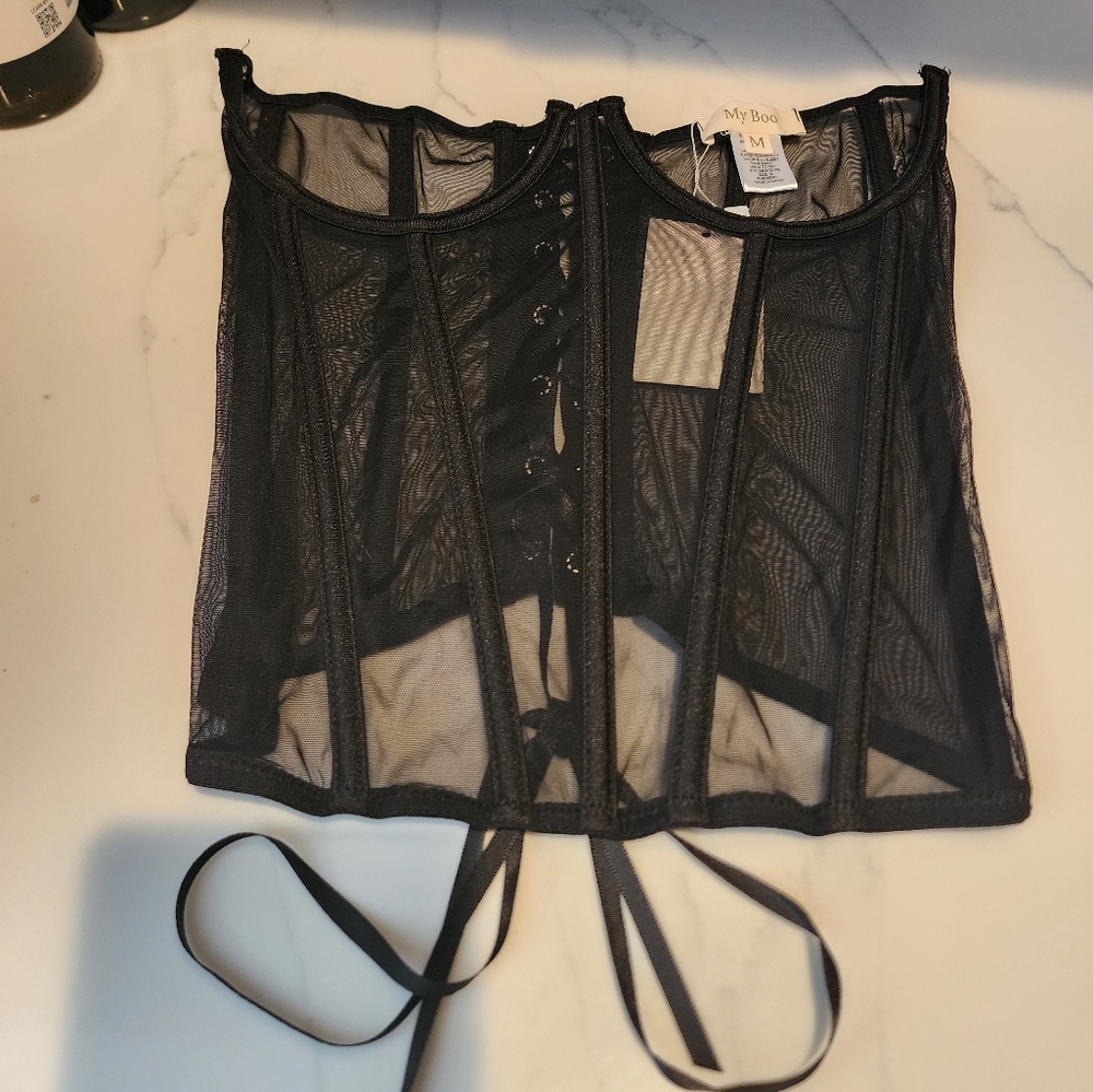 My Boo Black Sheer Corset Top